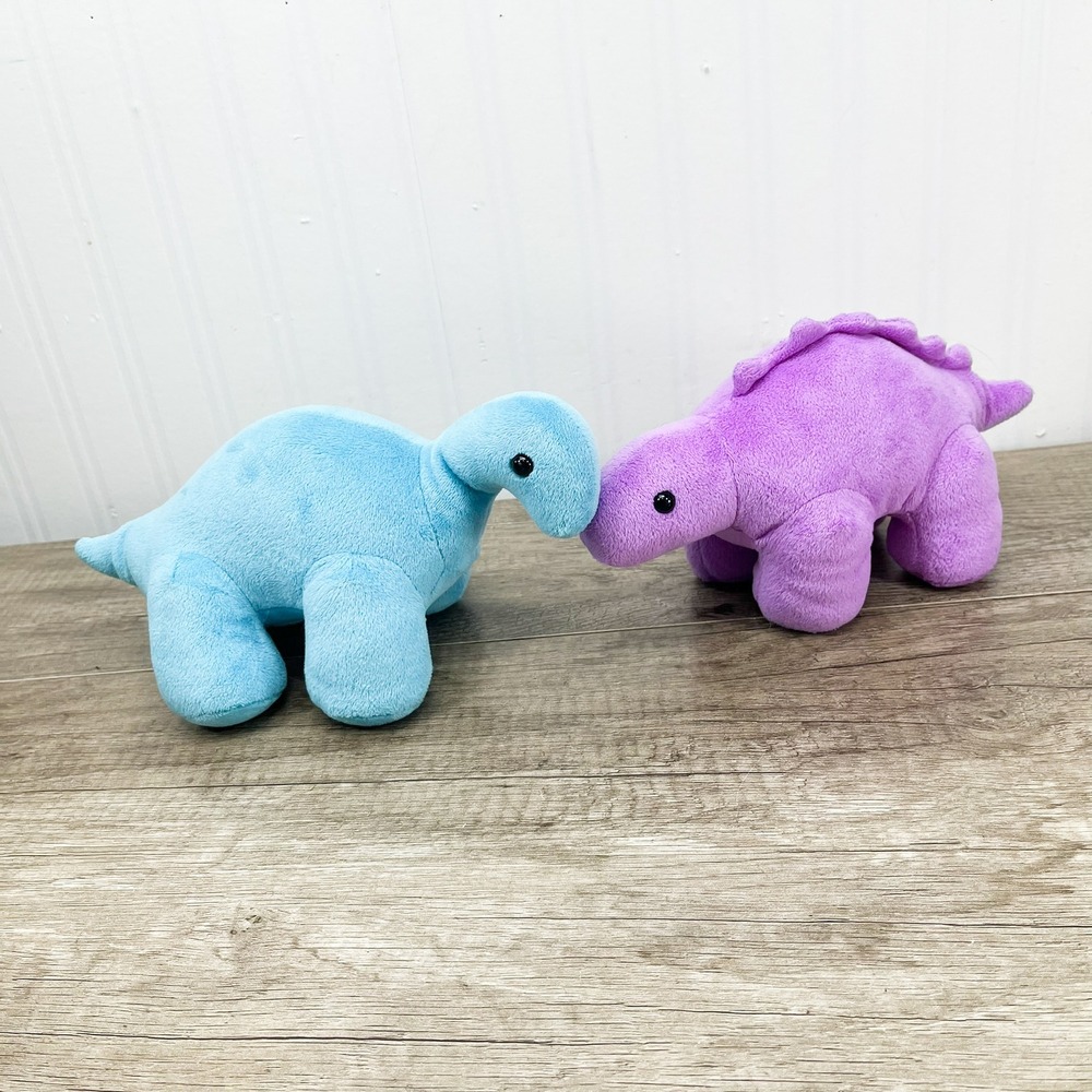 Manhattan Toy Company Dinosaur Plush Set Blue Brontosaurus Purple Stegosaurus‎